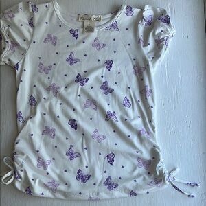 Charming White and Purple Butterfly Kids Tee